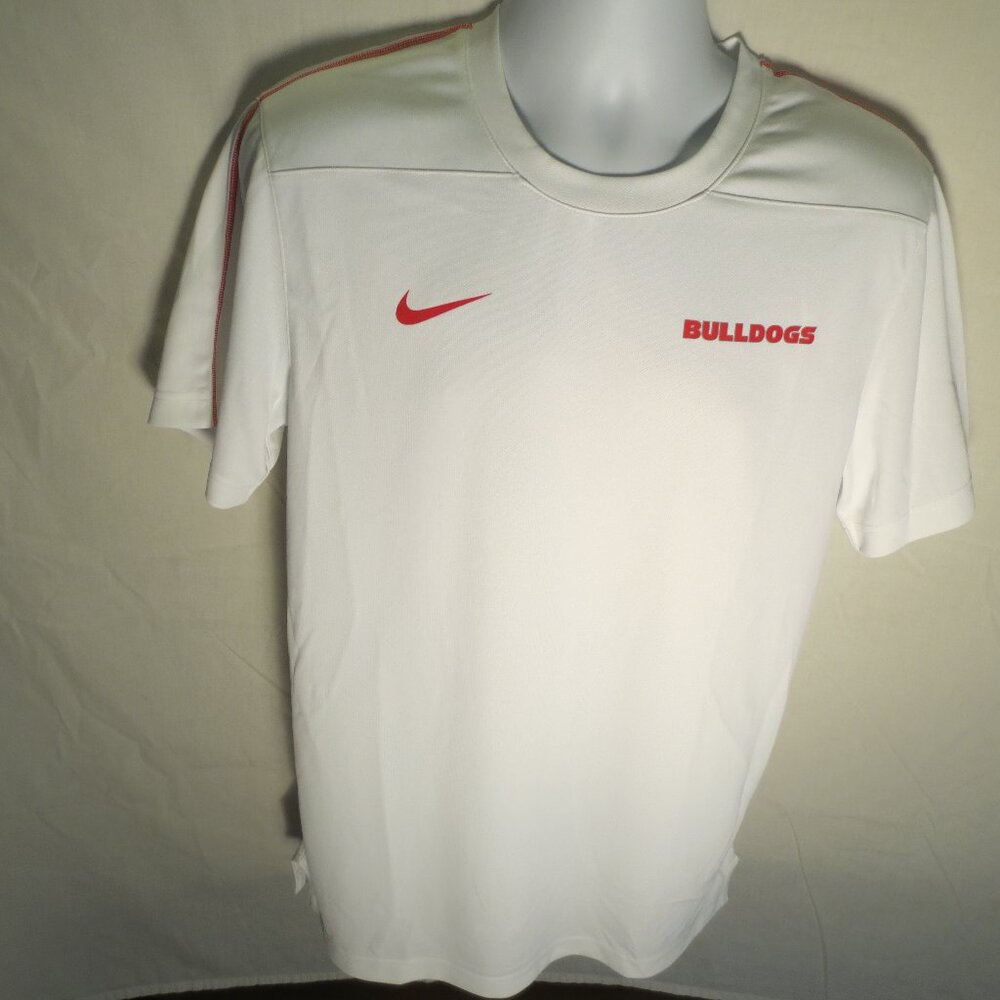 Nike Men's Dri-Fit S/S Georgia Bulldogs FB Shirt - Wht/Red Size: Lge FJ9571  New